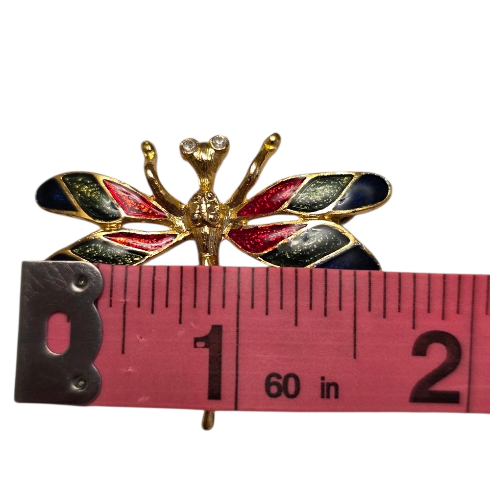 Vintage Colorful Dragonfly Brooch Pin - Picture 3 of 5